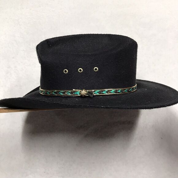 WESTERN EXPRESS Felt Stetson Hat Men 7 Cowboy Westworld Man in Black Gold Trim - Picture 5 of 14